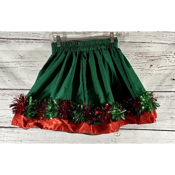 New Love & Let Love Candy Cane Skater Skirt Tinsel Trim Juniors Size XS Green - Picture 5 of 16